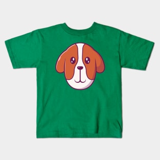 Cute Dog Face Cartoon (5) Kids T-Shirt